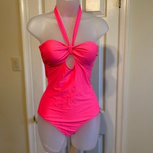 NWOT Body Swimwear -  Woman’s one piece fuchsia color halter swimsuit, S…